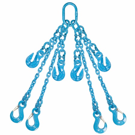 Us Cargo Control 9/32" x 10', Pewag Adjustable 4Leg Chain Sling w/ Sling Hooks-Grade120 932G120QOSA-10
